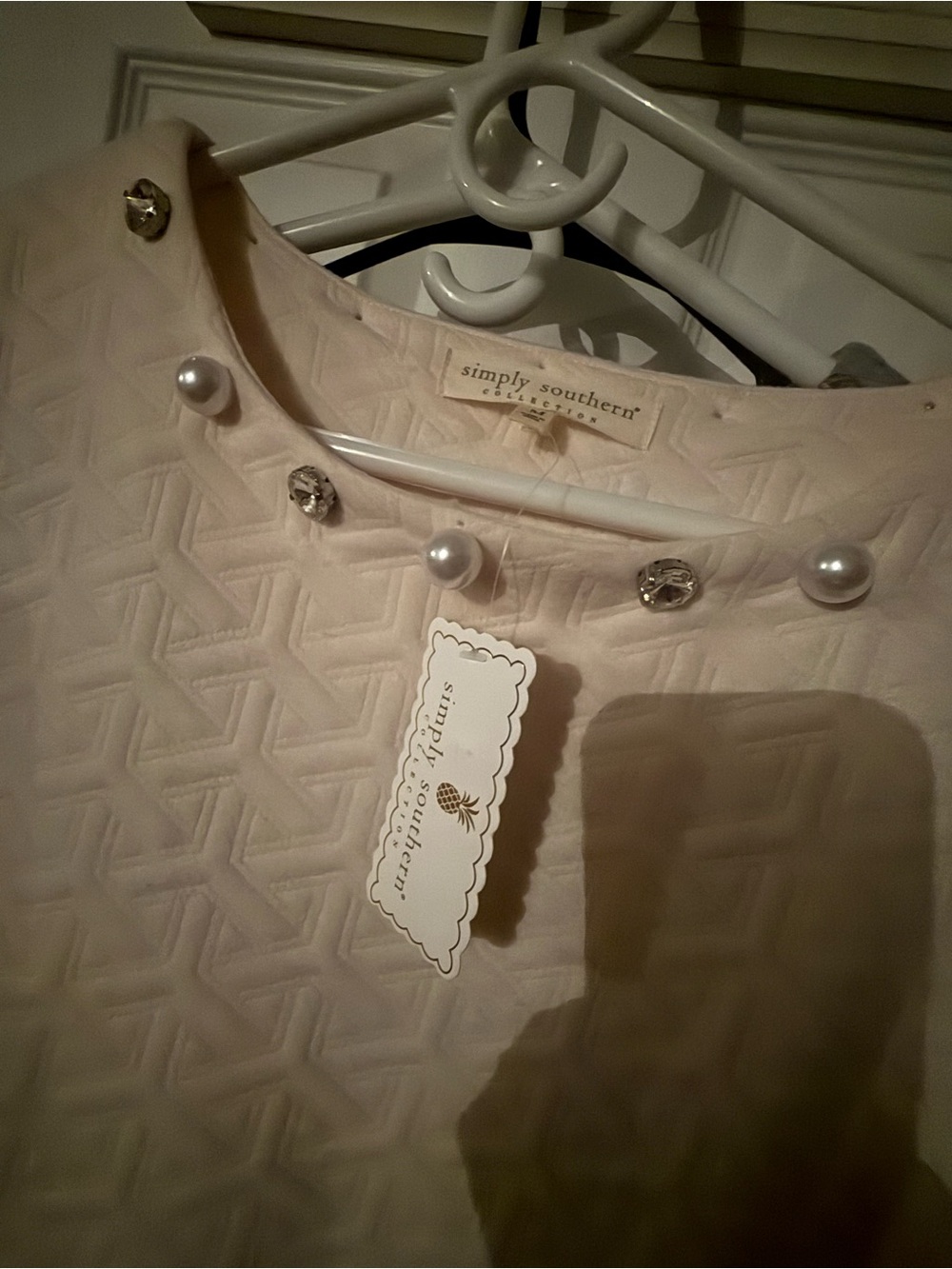 Simply Southern Women's Cream Embellished Quilted dress